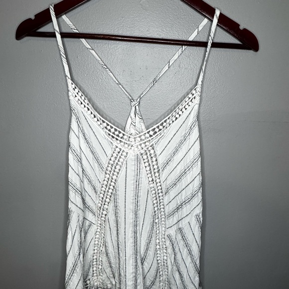 Sloane Rouge Women's Small White Striped Crochet Trim Cami Tank Top USA EUC - Picture 2 of 7
